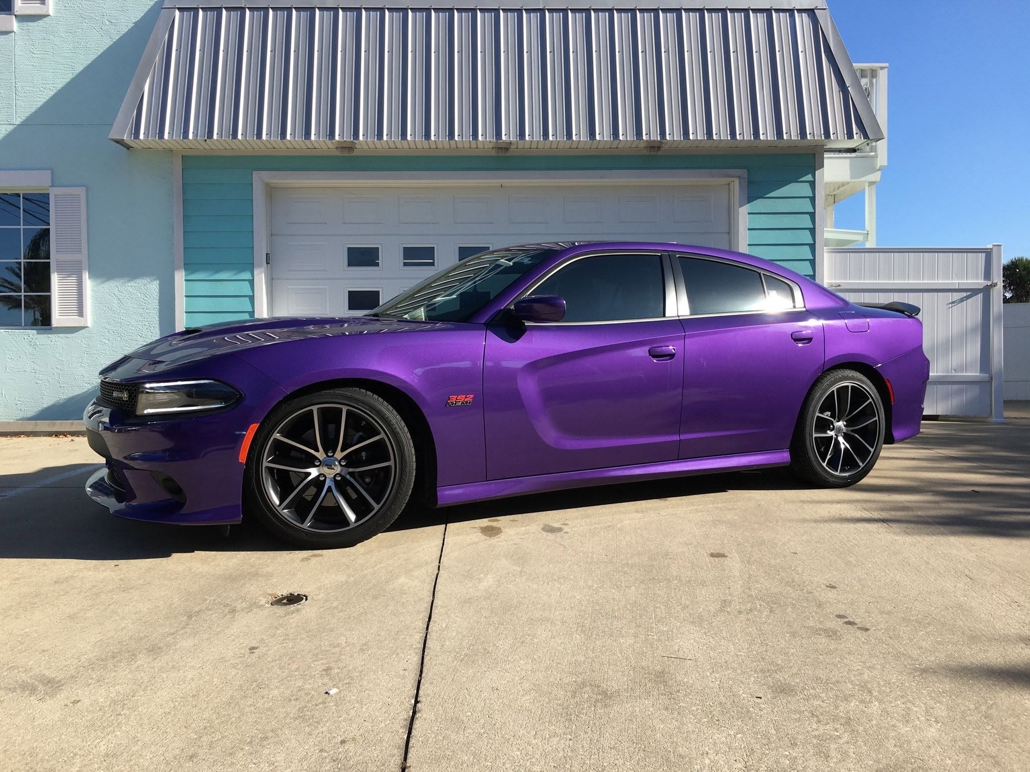 Ceramic tint on a purple Dodge Charger